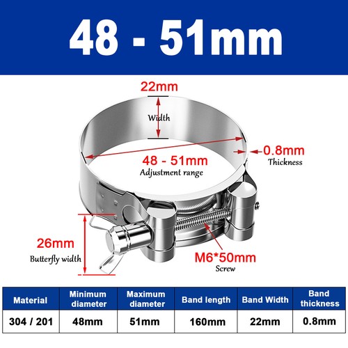 Butterfly Wing 306/201 Stainless Steel Jubilee Type Hose Pipe Clips 17mm - 252mm - Picture 16 of 39