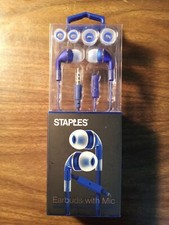 Staples Earbuds 53140 With Mic Blue 