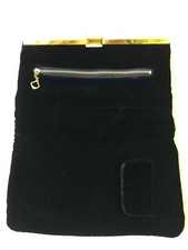 Vintage Mid Century Bienen-Davis black velvet Clutch Envelope Bag purse gold