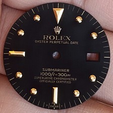 Rolex Matte Black Nipple Dial For Model Submariner Date Gold Ref 16803 & 16808