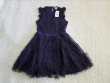 NEW GIRL'S 8 J CREW X CREWCUTS EMBELLISHED TULLE DRESS IN NAVY