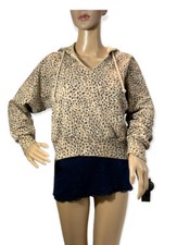 Abercrombie  Fitch Women Cropped Soft A F Fleece Hoodie XS Leopard