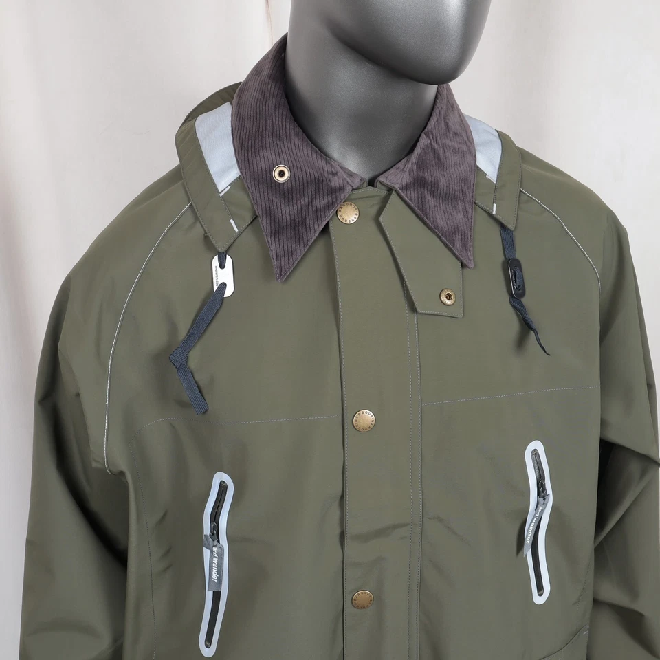 BARBOUR X AND WANDER Logo-Print Hooded Jacket In Green Size M - Image 4 of 4