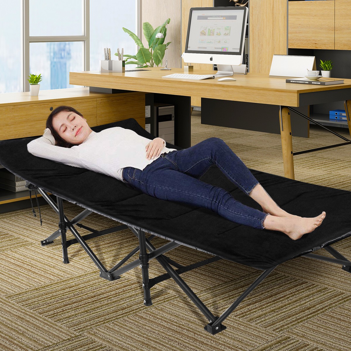 Freetoo Klappbett Campingbett, Abnehmbare Matratze, Outdoor Indoor Gästebett