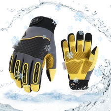 Vgo 1Pair -4°F Lined Coldproof Winter Waterproof LeatheWork Gloves(CA7724FW）