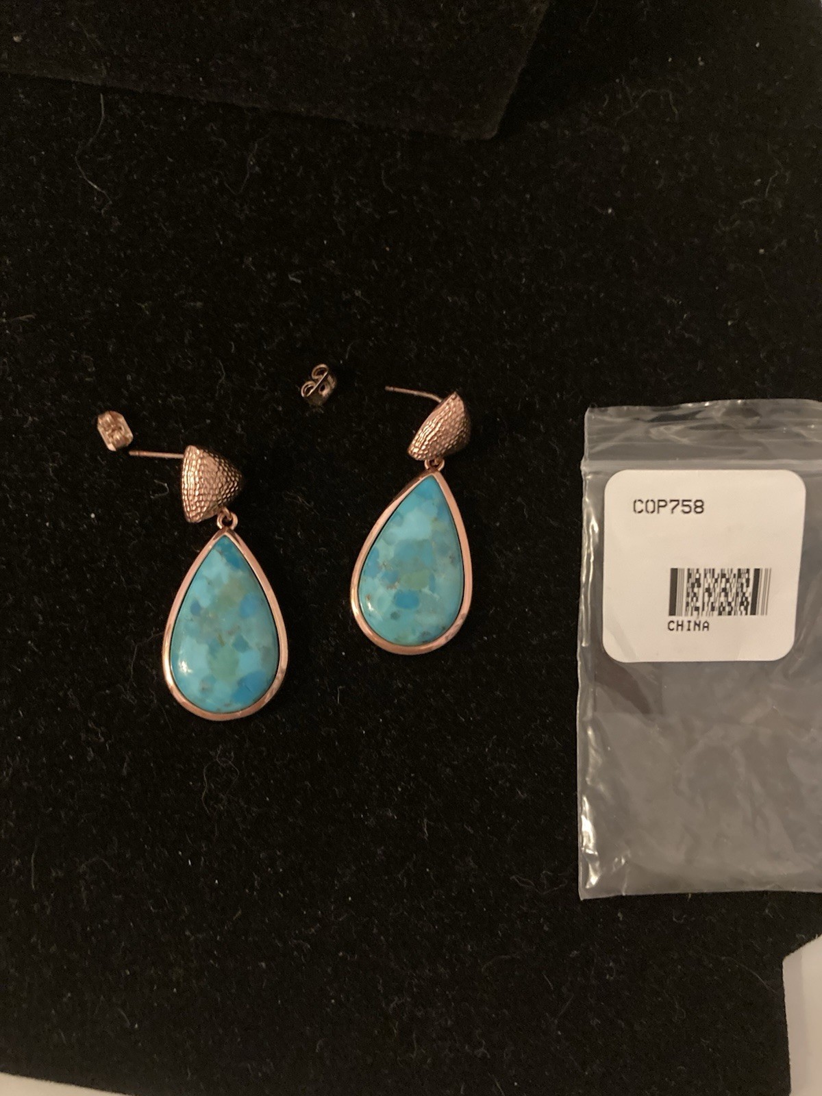 Copper Turquoise Dangle Earrings - image 2