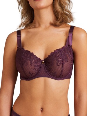 32F Aubade Femme Passion Comfort Half Cup Bra Demi Non Padded Bras Wine Lingerie