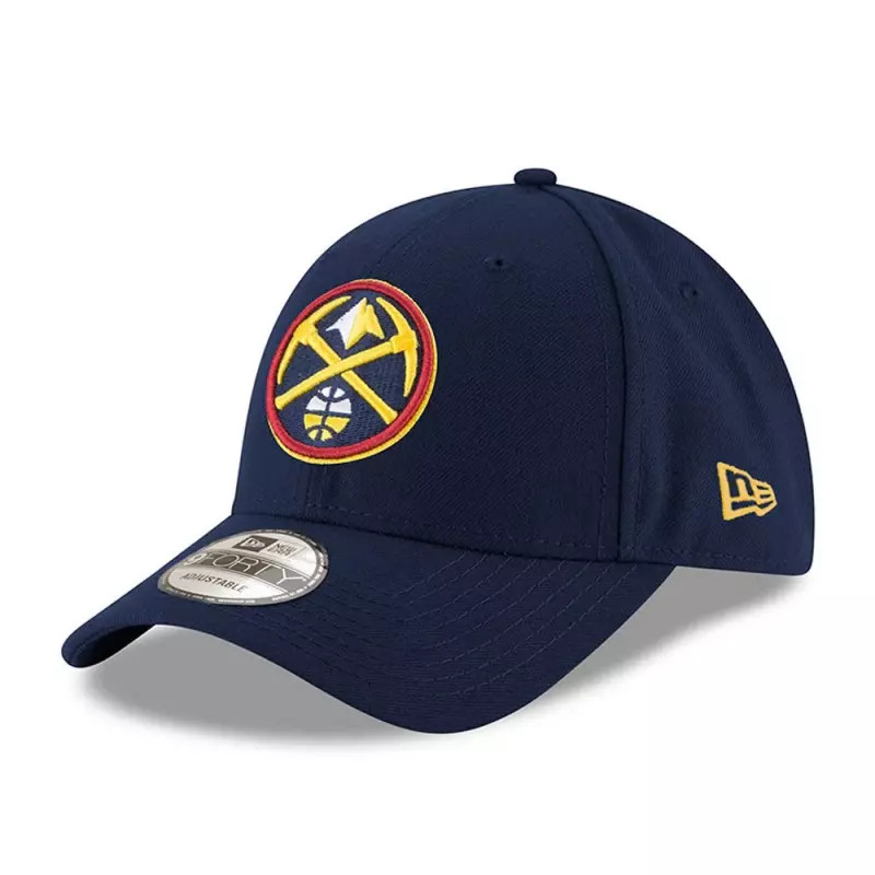 Casquette NBA Denver Nuggets New Era 9FORTY officielle réglable en coton bleu marine