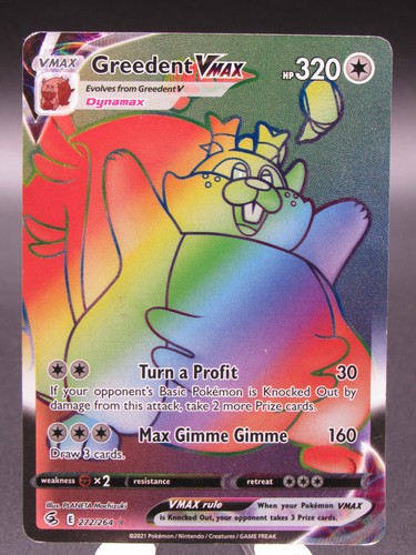 Greedent VMAX 272/264 Swsh08: Fusion Strike Secret Rare (MP) Crease