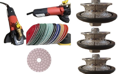 Builder Stone Tool Kit 65PCS Diamond Pads Wet Polisher Countertop Fabricator V20