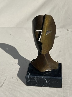 Nach Picasso, ''Hinter der Maske'' Original schwere Bronzeskulptur Vatertagsgeschenk