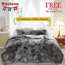 3-Piece Plush Shaggy Comforter Set, Full/Queen Size Luxury Faux Fur Sherpa