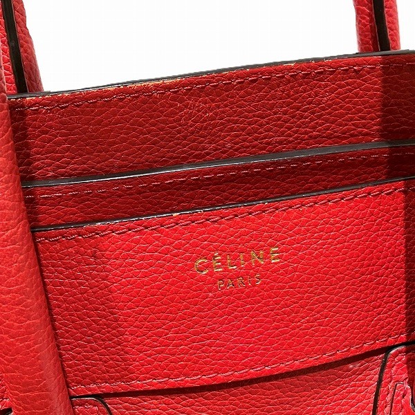 バッグ CELINE LUGGAGE MINI SHOPPER HAND BAG CELINE LUGGAGE Mini Hand Tote Bag Canvas Leather Black Ivory