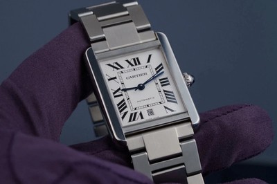 CARTIER TANK SOLO XL W5200028 41mm X 31mm SS Silver Dial Automatic Date