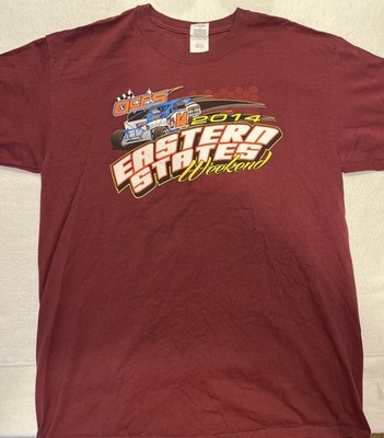 2014 Eastern States Weekend Orange County Fair Speedway T-shirt Burgundy Large ￼
