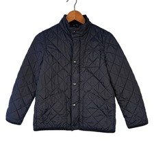 Crewcuts Boys Navy Blue Quilted Barn Jacket Corduroy Trim Size 10 Snap Front