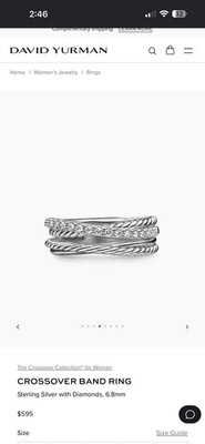 AUTHENTIC David Yurman Crossover Band With Diamonds