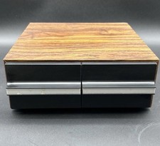Vintage 2 Drawer 24 Cassette Tape Storage Holder Organizer Wood Grain Case Retro