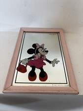 Vintage Walt Disney Minnie Mouse Framed Mirror Aspell Saggers 1976 Rare 13x9”