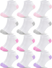 12 Pairs Girls Ankle Socks Kids Low Cut Half Cushion Athletic Socks for Girls...
