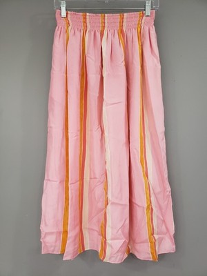 NEW Club Monaco 100% SILK striped y2k orange pink striped midi skirt bright chic
