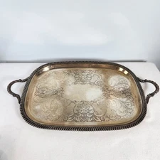 Vintage Cresent Silver Co. EPC Serving Tray #2918–23.25x13.5" Double Handle Oval