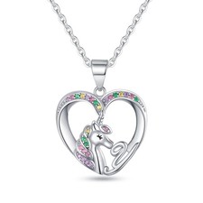 Unicorn Gifts for Girls Age 6-8, Unicorn Necklace for Girls White Gold Plated Le