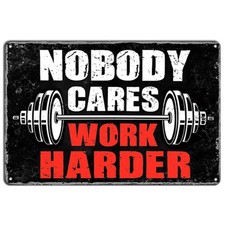 Gym Posters For Home Gym Motivational Wall Art Decor Gym Room Tin Sign Nobody...
