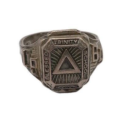 1961 Blessed Trinity School Class Ring Sterling Silver 925 Sz 9