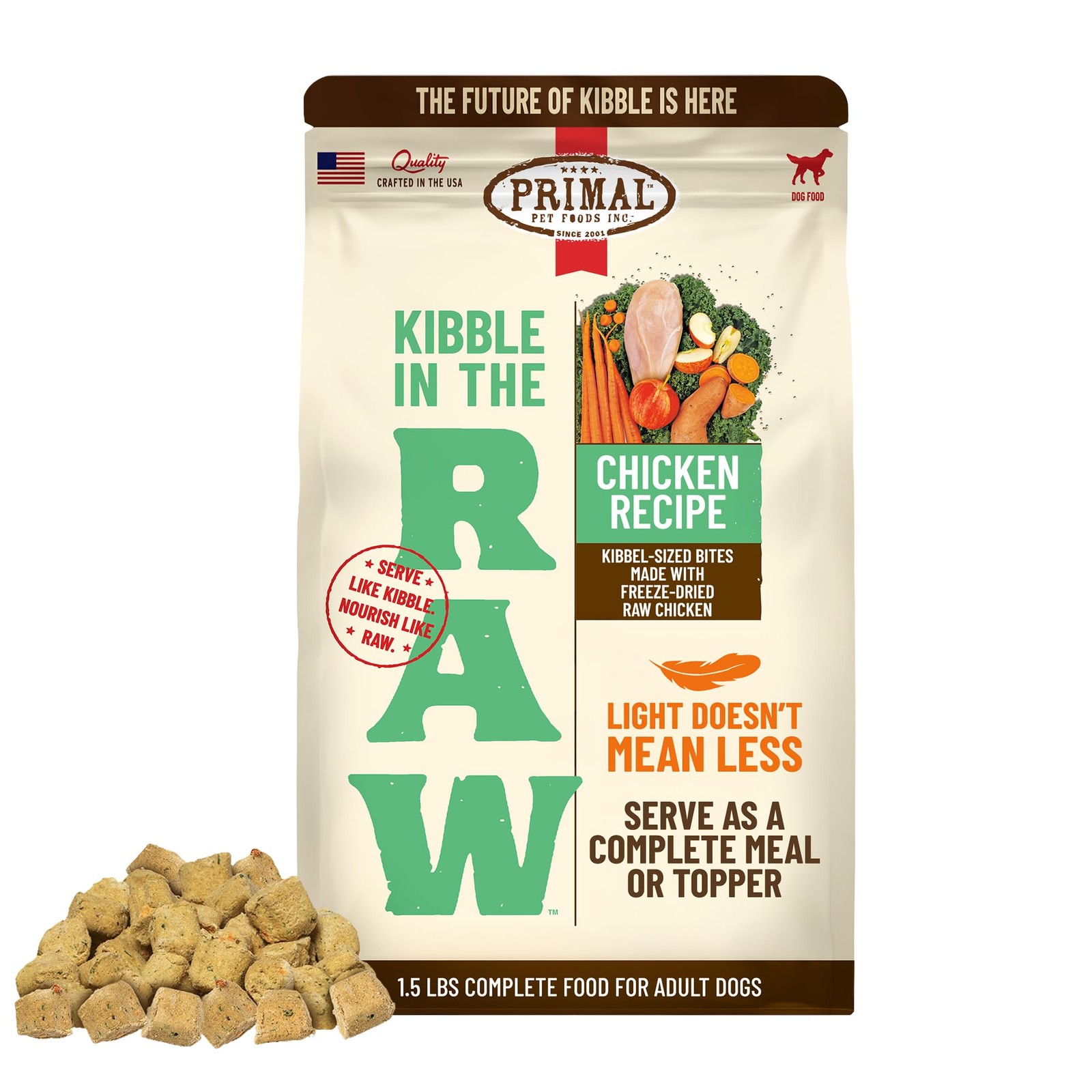 Primal Kibble in The Raw, Freeze Dried Dog Food, 1.5 Pound (Pack of 1) 