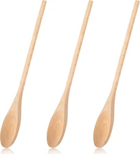 3 PCS Wooden Spoons for Cooking, 12 Inch Long Handle Made of Natural Beechwood,