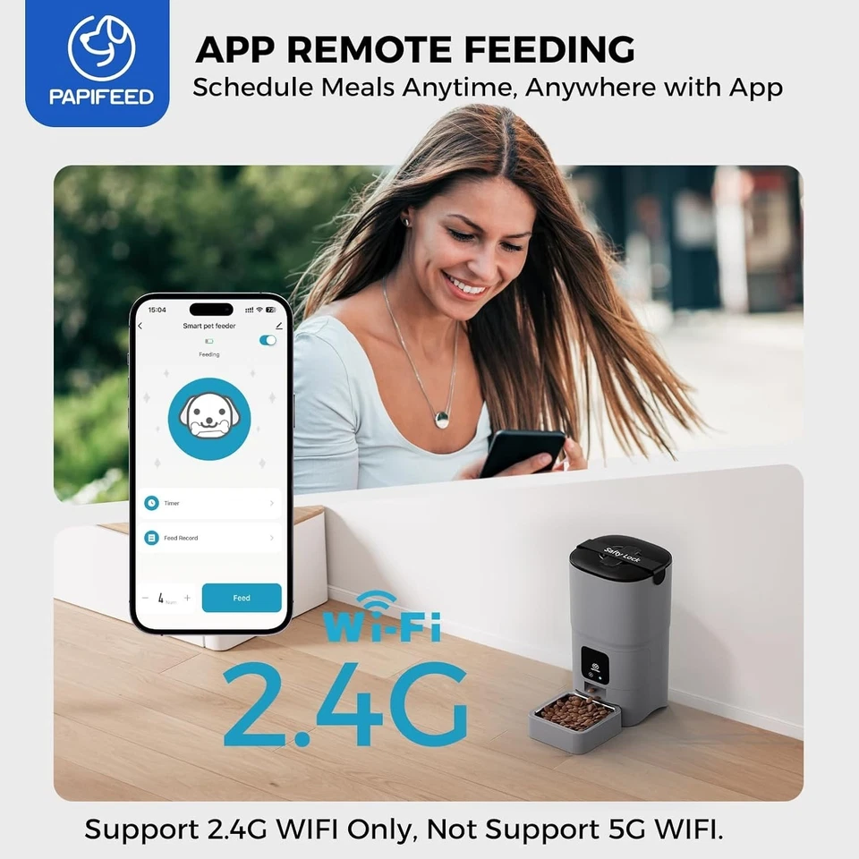Actualización automática de alimentador para gatos PAPIFEED, alimentador WiFi para mascotas con control de aplicación para remo Foto 2 de 4