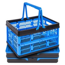 3 PCS Collapsible Storage Baskets Stackable Plastic Crates 1.7 Inch Handle