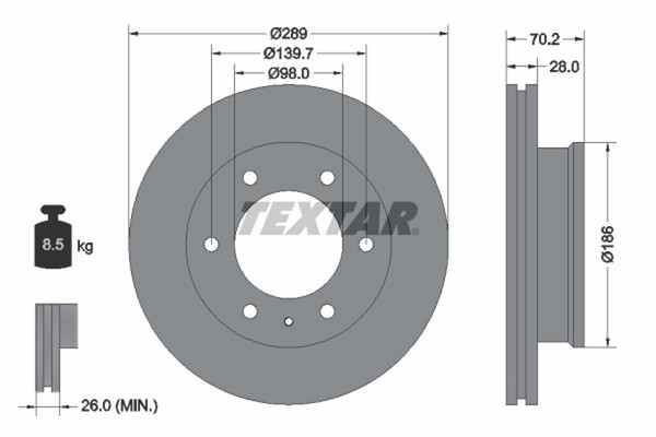 2X Textar Bremsscheibe 92223000 FüR Ford Ranger Mazda 50 Bt Et Er Eq 4X4 Tdci Up-image