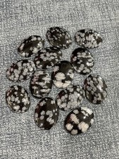 30mm x 22mm Snowflake Obsidian Cabochons, pkg of 2