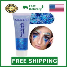 MEICOLY 50ml Holographic Blue Face Glitter Gel,Halloween Body Glitter Outfits...