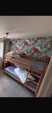 Wooden Single Bunk Bed Frame with Built-In Ladder & 2 x Mattress . Hardly used