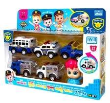 Pinkfong Bebefinn Go! Rescue Mini Police Car Set Metal Die Cast Pull Back Figure