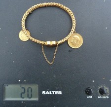 9ct Gold  Bracelet with 1911 Gold Half Sovereign and Gold USA $1 1861