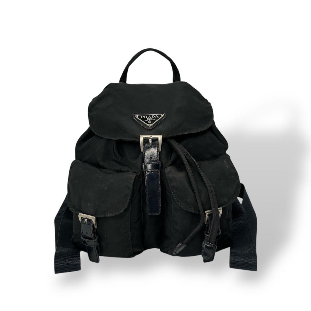 Prada Mini Backpack Drawstring Triangle Logo Blac… - image 1