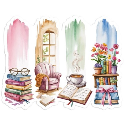 Brushstroke Cozy Book Time - Vinyl Decal Sticker - Car Window Laptop - #1258