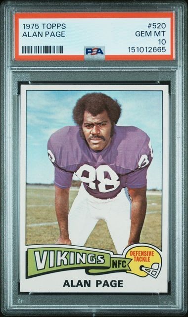 1975 Topps Football Alan Page #520 PSA 10 MINNESOTA VIKINGS GEM MINT HOF POP 4