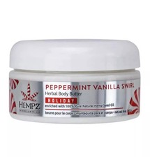 HEMPZ PEPPERMINT VANILLA SWIRL HERBAL BODY BUTTER 8 oz LIMITED HOLIDAY EDITION
