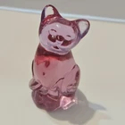 Vtg Fenton Pink Rose Opalescent Cat Figurine