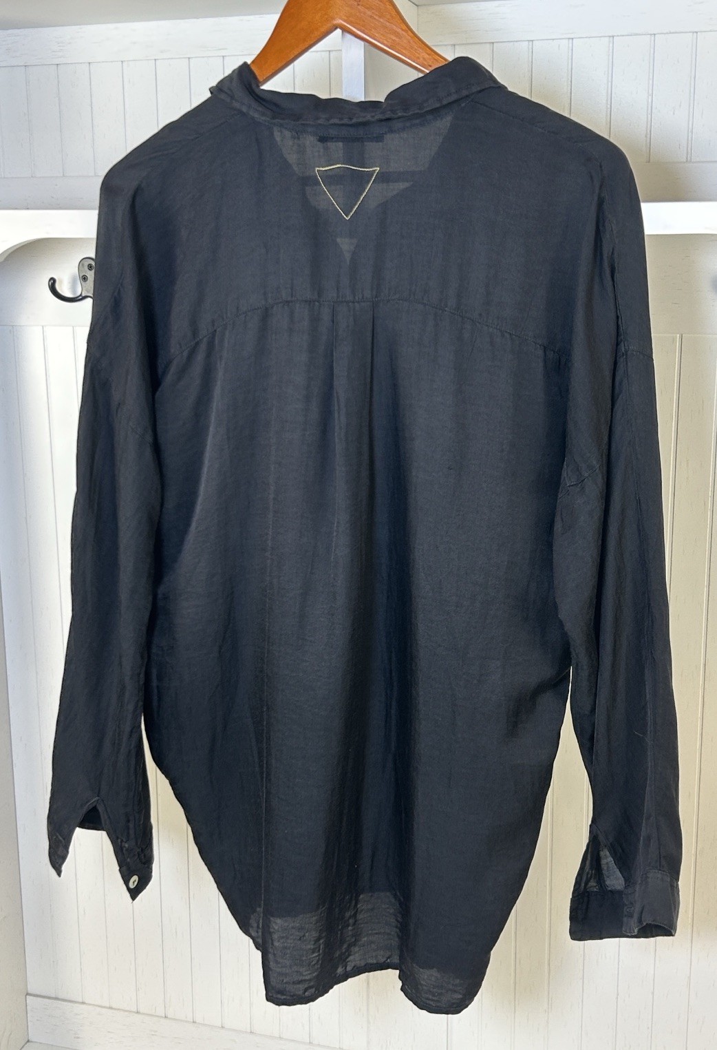 Meltin Pot Womens Small Black Oversized Popover Shirt Tunic Lightweight Italy image 3