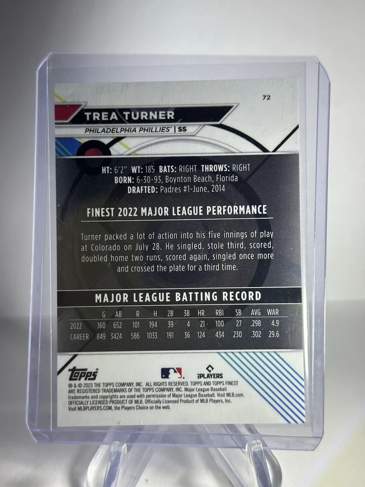2023 Topps Finest Trea Turner Blue Refractor /150 Phillies 🔥 - Image 2 of 2