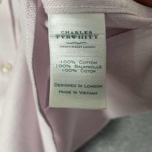 Charles Tyrwhitt Shirt Mens 16.5 / 33 Pink Non Iron French Cuff Classic Fit - Picture 8 of 8