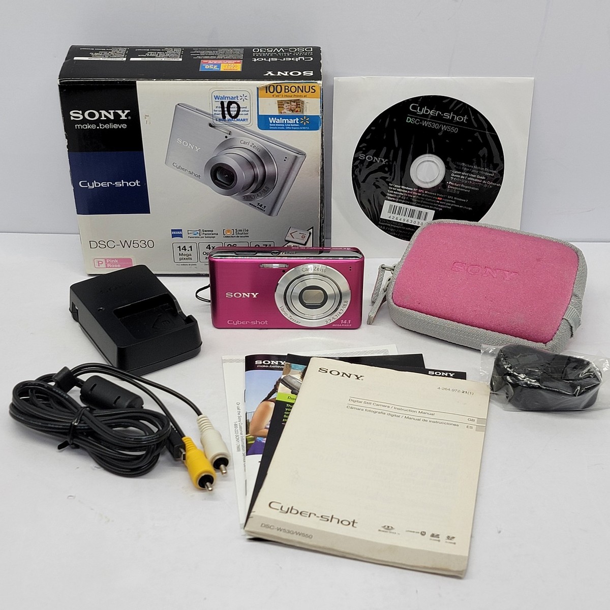 Sony Cyber-shot DSC-W530 14.1MP Digital Camera Pink Bundle