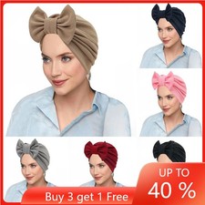 Bowknot Hijab Cap Women Hair Loss Beanie Muslim Turban Chemo Cancer Hat Bonnet