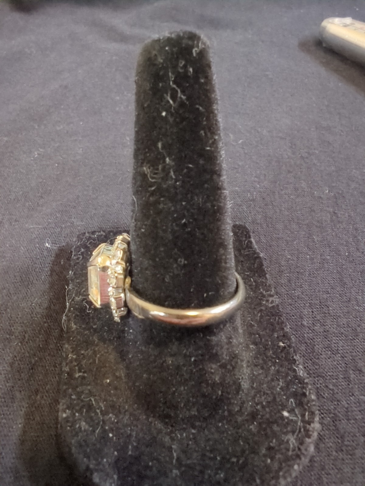 Silver Toned Adjustable Statement Ring With Clear… - image 2